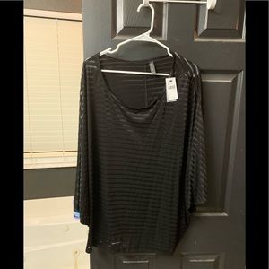 Lane Bryant NWT black stripe sheer top 22/24